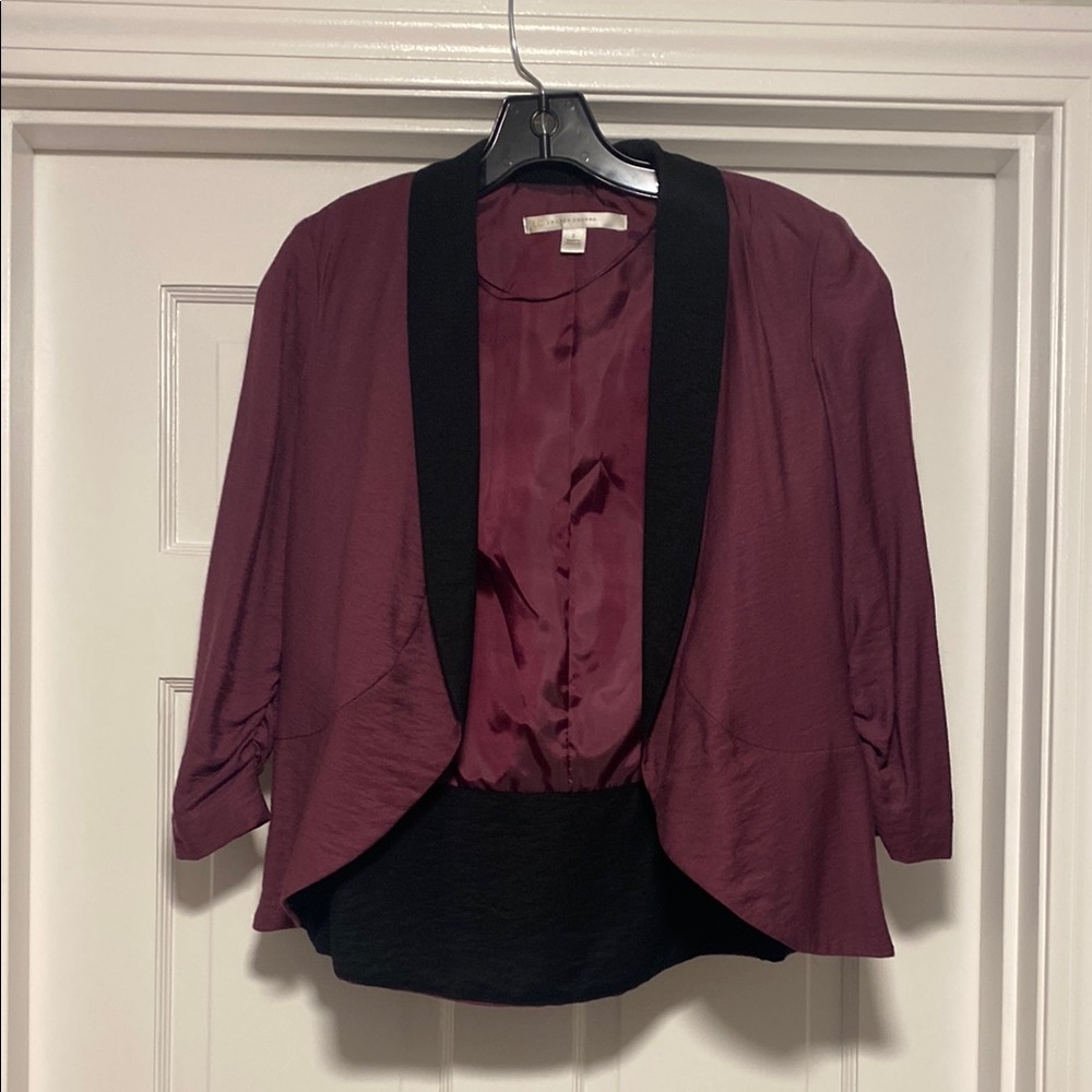 LC Lauren Conrad Burgundy and Black Blazer